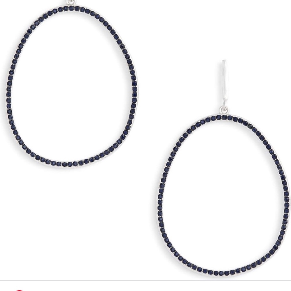 Sole Society Crystal Beaded Drop Hoop Earrings - Picture 3 of 7